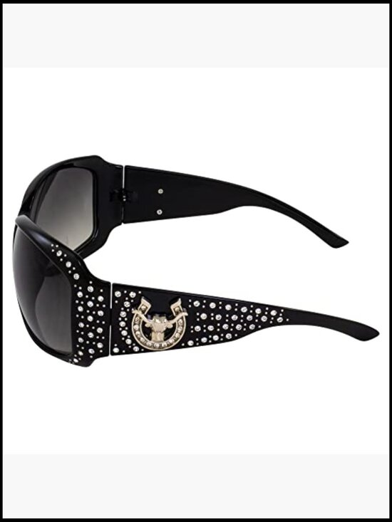 Studded Horseshoe Sunglasses with Rhinestones & Metal Accents main image 4